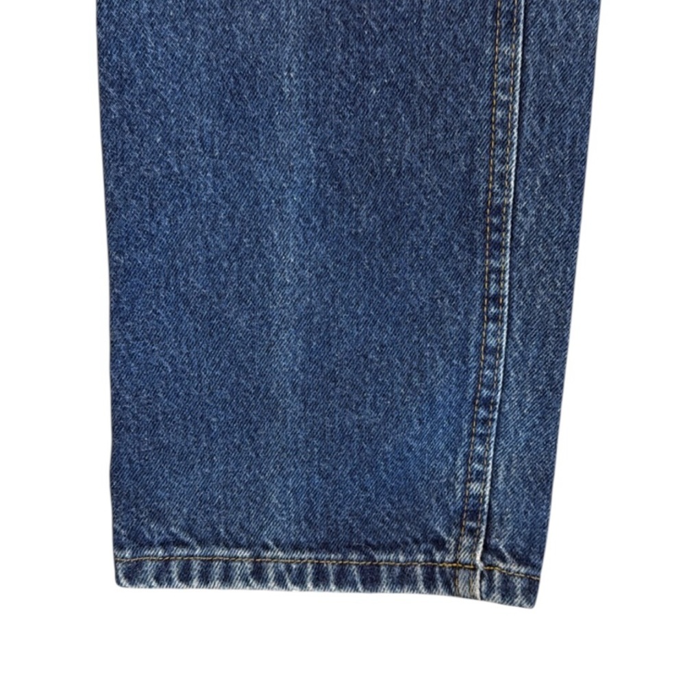 Vintage 90s Lee Straight Leg Jeans 100% Cotton Dark Blue Patch 1889 Button 31x33 - Picture 7 of 14